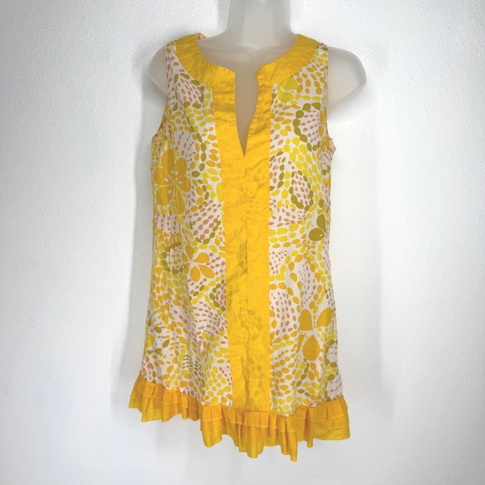 J.Crew Womens Vintage Retro Floral Gauze Cotton Tunic Top XS Resortwear